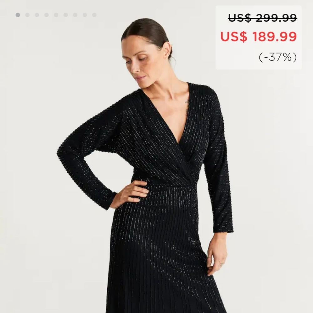 MANGO Long beaded dress size 6,, Worn Once.